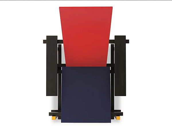 Fauteuil en bois avec dossier haut CASSINA 635 rouge et bleu usine CASSINA de l'Italie. Foto №2