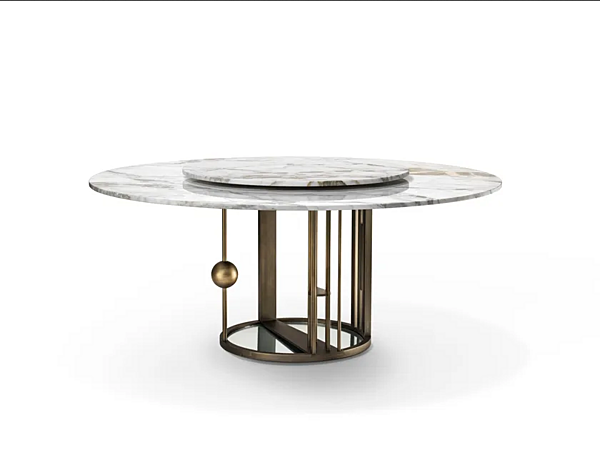 Table ronde en marbre avec structure en laiton GHIDINI1961 Merlino usine GHIDINI1961 de l'Italie. Foto №1