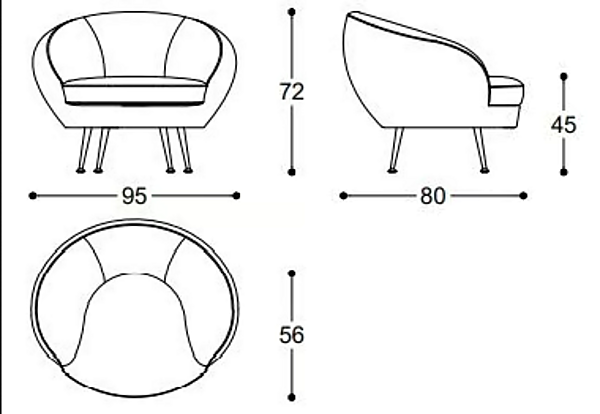 Fauteuil en cuir avec accoudoirs Giulia Black Tie GIU10 usine Black Tie de l'Italie. Foto №4