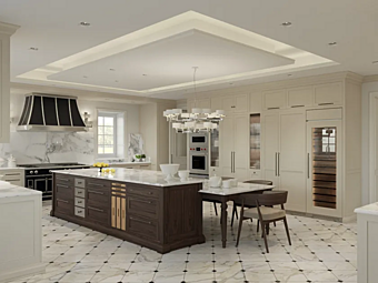 Cuisine de style anglais avec îlot Beth Martini Interiors