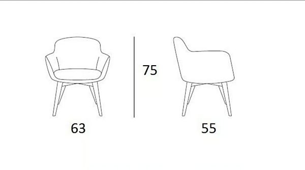 Chaise en velours rembourrée avec accoudoirs GYFORM CHANEL usine Gyform de l'Italie. Foto №5