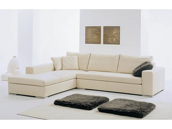Canapé en cuir d'angle avec repose-pieds GYFORM DOMINO usine Gyform de l'Italie. Foto №1