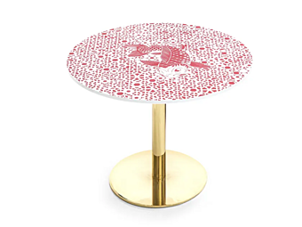 Table basse ronde en Corian avec base en acier Moroso Cubikoo usine Moroso de l'Italie