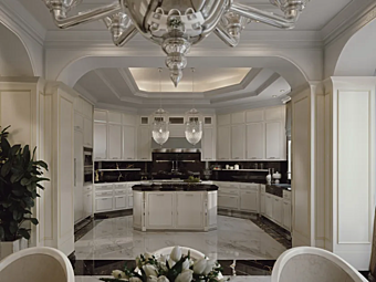 Cuisine en bois sur mesure avec îlot Essenza Charme Martini Interiors