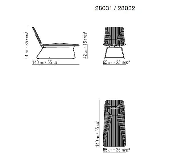 Chaise longue en paille FLEXFORM Echoes usine FLEXFORM de l'Italie. Foto №3