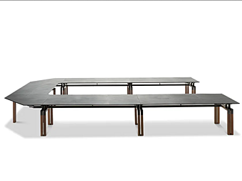 Table de réunion modulaire en cuir tanné Paso Doble i 4 Mariani Table de réunion modulaire en cuir tanné Paso Doble i 4 Mariani usine i 4 Mariani de l'Italie
