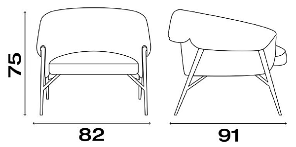 Fauteuil en cuir tanné avec accoudoirs Montgomery W FASEM usine FASEM de l'Italie. Foto №9