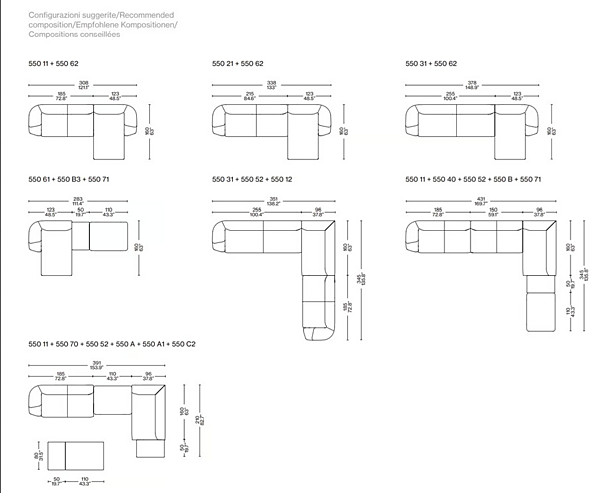 Canapé d'angle en tissu système Beam CASSINA 550 usine CASSINA de l'Italie. Foto №13