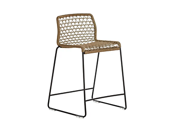 Tabouret de jardin en corde nautique avec dossier Potocco Vela 698 S 698/S