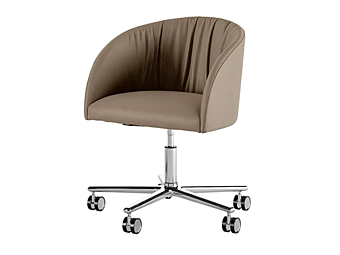 Fauteuil pivotant en cuir avec base à 5 branches et roulettes Eforma Vulcano usine Eforma de l'Italie