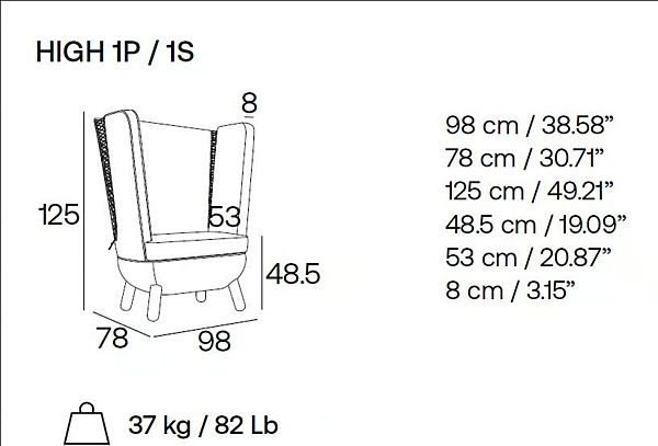 Fauteuil haut dos Sly High en tissu Adrenalina IMB1050097 usine ADRENALINA de l'Italie. Foto №5