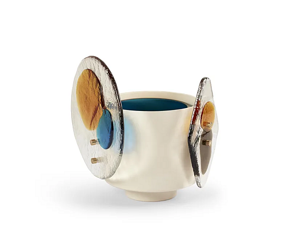 Vase en laiton peint avec éléments en verre de Murano couleur Horizon CASSINA 79702+797 12 usine CASSINA de l'Italie. Foto №1