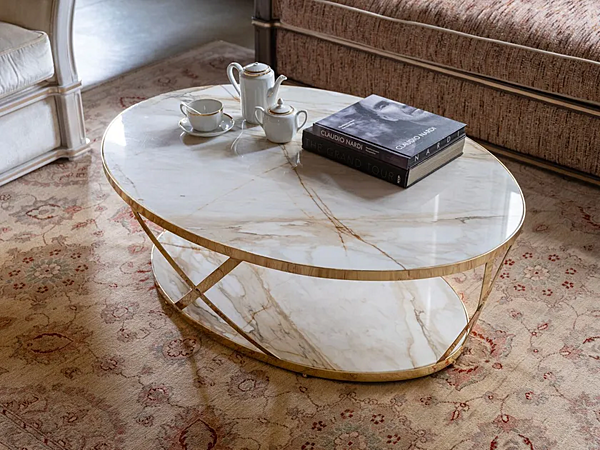 Table basse ovale en marbre rose du Portugal Savio Firmino 3694 usine SAVIO FIRMINO de l'Italie. Foto №3