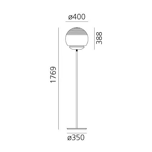 Lampadaire en verre et laiton Vitruvio Artemide 1262010A, 1262030A usine Artemide de l'Italie. Foto №6