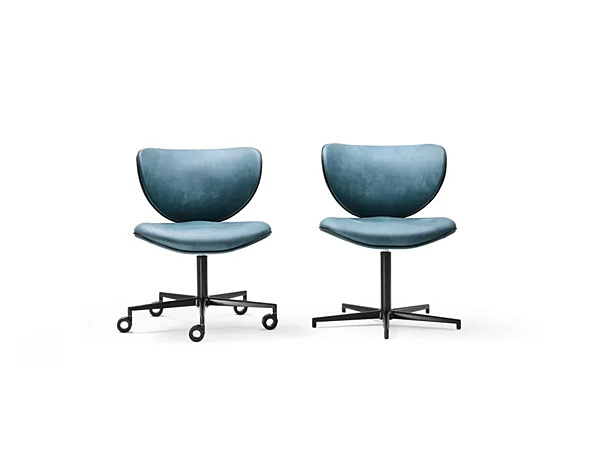 Chaise de bureau en cuir avec roulettes Black Tie Kalida KAL10OFR usine Black Tie de l'Italie. Foto №2