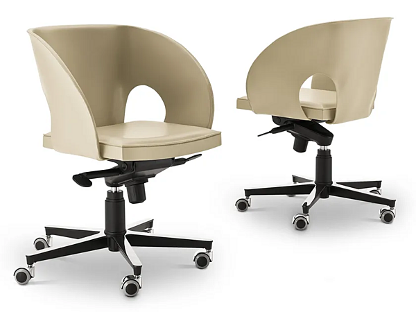 Chaise de bureau pivotante en cuir avec roulettes Voile i 4 Mariani usine i 4 Mariani de l'Italie. Foto №3