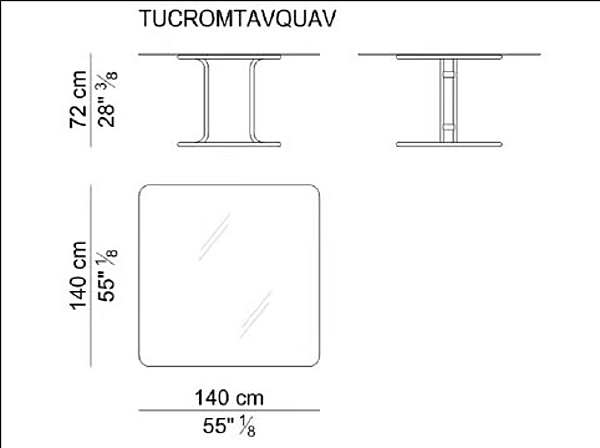 Table carrée en verre et acier Tucroma I 4 Mariani usine i 4 Mariani de l'Italie. Foto №5