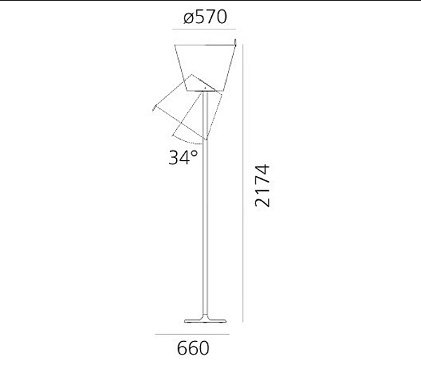 Lampadaire halogène réglable en satin Melampo Mega Artemide 0577020A, 0577010A usine Artemide de l'Italie. Foto №2