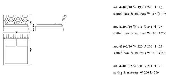 Lit double en cuir avec tête de lit capitonnée IRIS CLASSIC OPERA CONTEMPORARY usine OPERA CONTEMPORARY de l'Italie. Foto №5