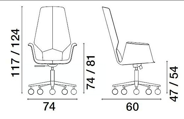 Chaise de direction en cuir réglable en hauteur et pivotante Fosca Big Tall FASEM FOSCA BIG TALL ABW usine FASEM de l'Italie. Foto №12