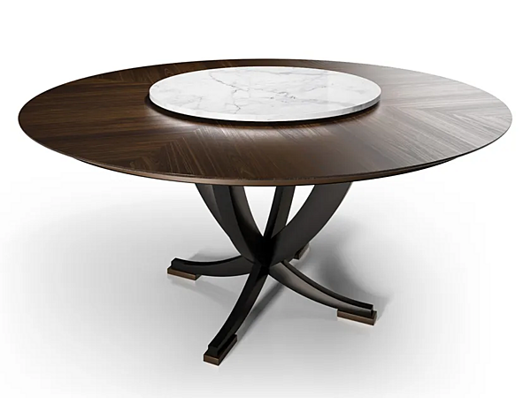 Table en bois avec plateau tournant en marbre Eclipse CPRN HOMOOD E214 + E215 usine CPRN HOMOOD de l'Italie. Foto №1