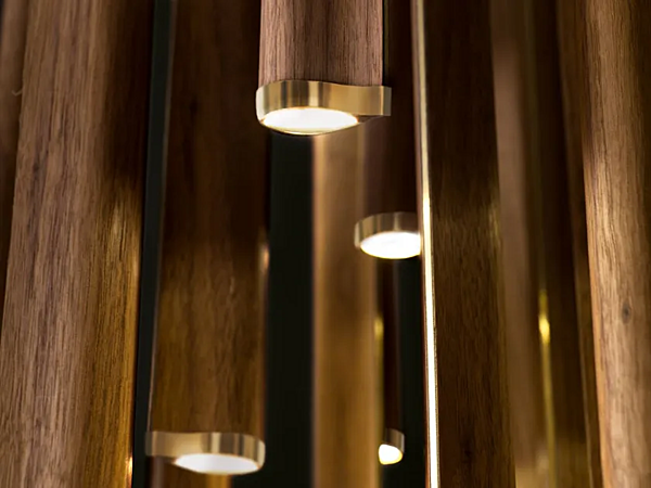 Suspension LED en noyer avec motif de feuille GIORGETTI usine GIORGETTI de l'Italie. Foto №3