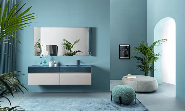 Meuble lavabo modulaire avec ouverture centrale en matériau Volumi ARTELINEA AL 618 usine ARTELINEA de l'Italie. Foto №2