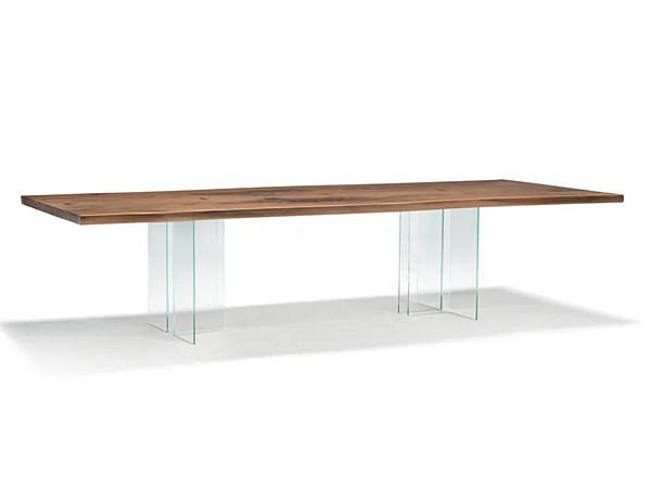 Table rectangulaire en bois massif Vero T en verre ARTE BROTTO L620, T-GLASS usine Arte Brotto de l'Italie. Foto №1