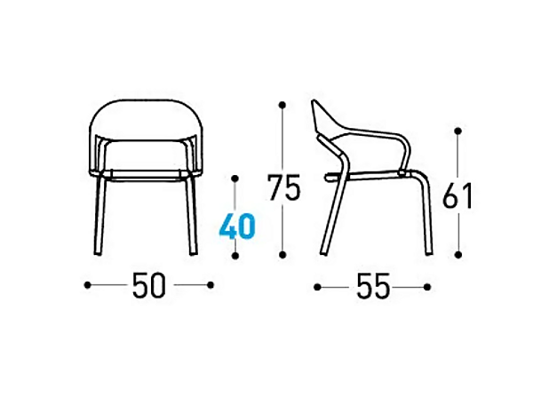 Chaise empilable en aluminium avec accoudoirs VARASCHIN NOSS 2450 usine VARASCHIN de l'Italie. Foto №27