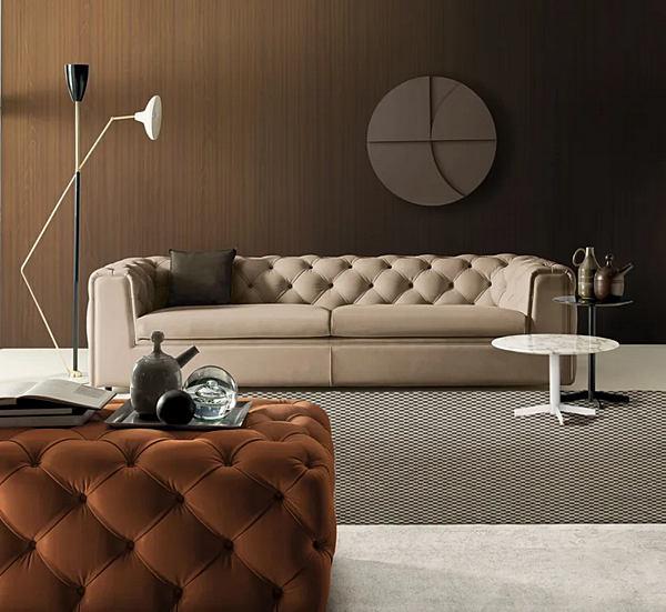 Table basse ronde en cuir pour salon I 4 Mariani Oyster usine i 4 Mariani de l'Italie. Foto №2