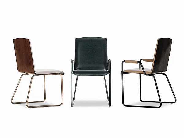 Chaise en cuir avec base à patin I 4 Mariani Wing usine i 4 Mariani de l'Italie. Foto №5
