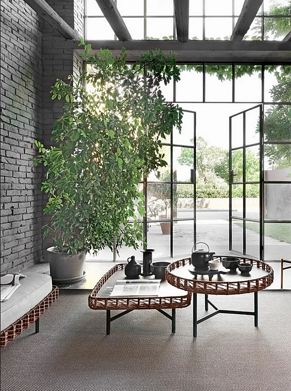 Table basse rectangulaire en corde avec plateau en verre Potocco Ropu 888 TBR 888/TBR usine POTOCCO de l'Italie. Foto №3