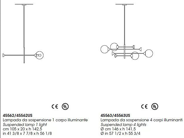 Suspension LED en métal Kendama GIORGETTI usine GIORGETTI de l'Italie. Foto №9
