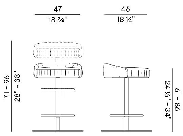 Tabouret pivotant en cuir avec vérin à gaz Plisse 929 A Gas Potocco 929/A-GAS usine POTOCCO de l'Italie. Foto №4