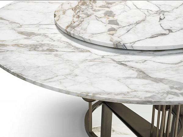 Table ronde en marbre avec structure en laiton GHIDINI1961 Merlino usine GHIDINI1961 de l'Italie. Foto №4