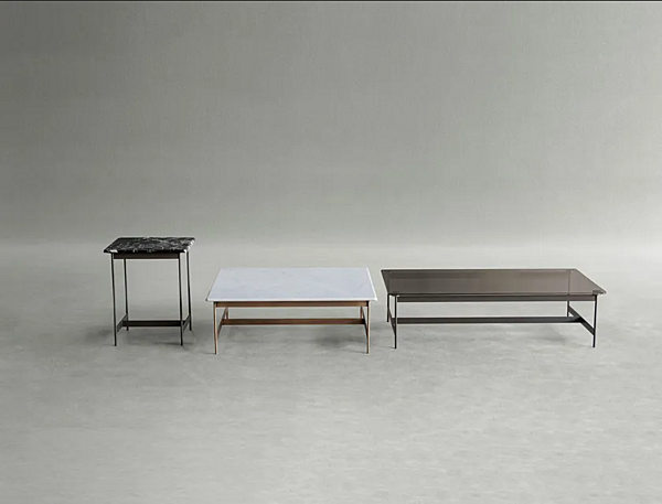 Table basse carrée en métal avec plateau en marbre Potocco Little T 878 TQ 50 878/TQ-50 usine POTOCCO de l'Italie. Foto №2