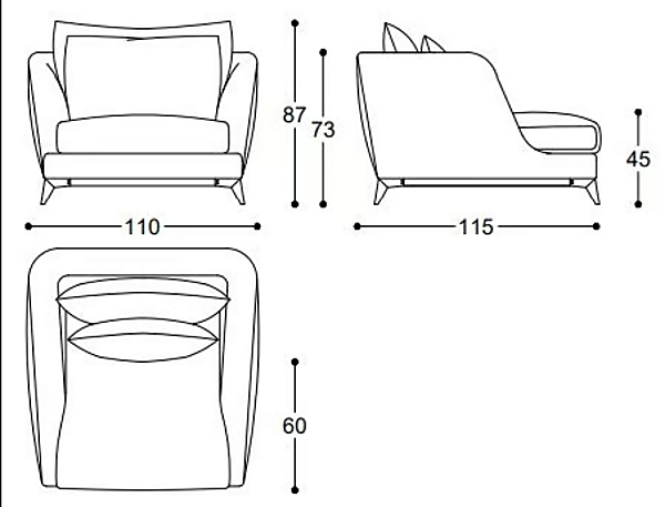 Fauteuil en cuir avec housse amovible Brando Black Tie BRA10 usine Black Tie de l'Italie. Foto №4