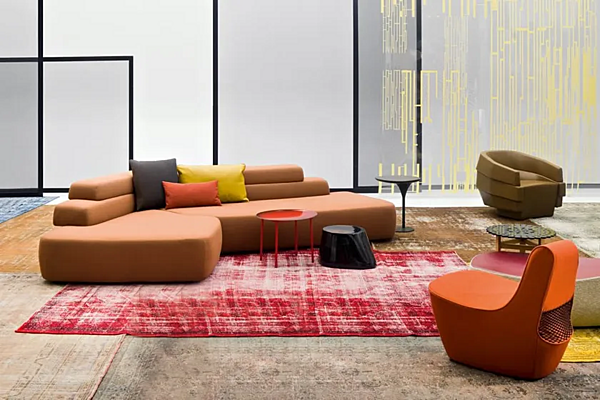 Canapé d'angle en tissu ou cuir Moroso Rift usine Moroso de l'Italie. Foto №6