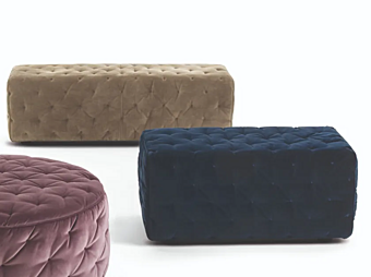 Pouf rectangulaire en tissu tufté Frigerio Miller