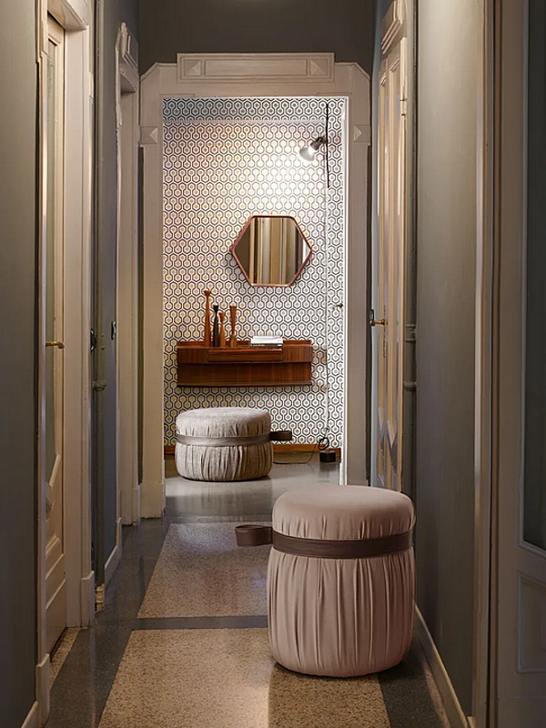 Pouf rond en tissu rembourré Herm 925 O45 Potocco 925/O45 usine POTOCCO de l'Italie. Foto №3