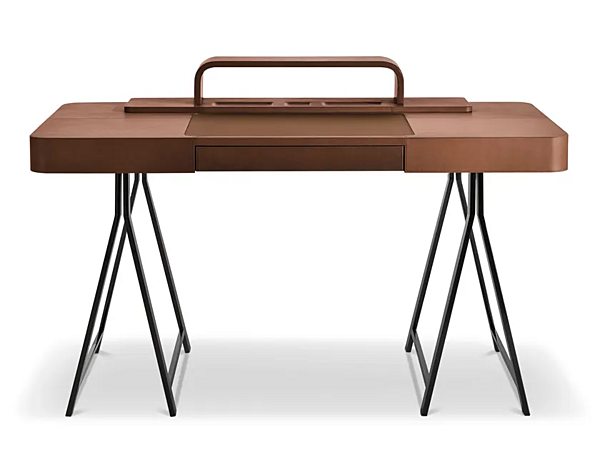 Bureau secrétaire en cuir tanné avec tiroirs Napa I 4 Mariani usine i 4 Mariani de l'Italie. Foto №1