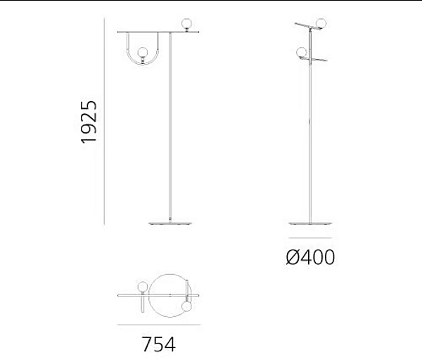 Lampe sur pied en laiton LED Yanzi Artemide 1102010A usine Artemide de l'Italie. Foto №7