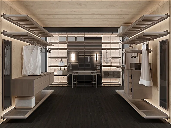 Garde-robe sectionnelle en frêne avec éclairage intégré GIORGETTI REIWA usine GIORGETTI de l'Italie. Foto №9