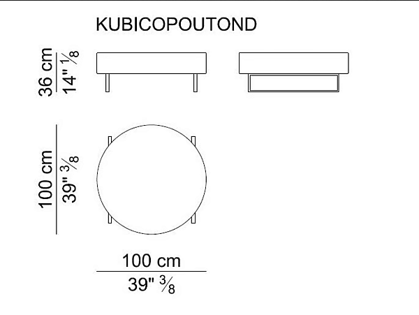 Pouf rond rembourré en tissu Kubico i 4 Mariani usine i 4 Mariani de l'Italie. Foto №2