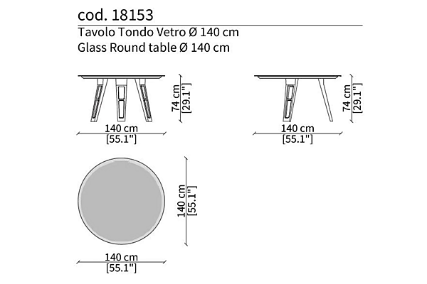 Table ronde en bois et verre Axel Frigerio usine Frigerio de l'Italie. Foto №4