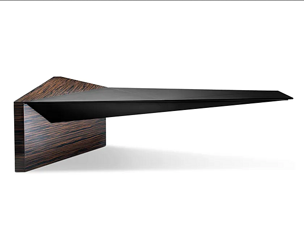 Bureau exécutif en bois et cuir en forme de L Euclideo I 4 Mariani usine i 4 Mariani de l'Italie. Foto №1