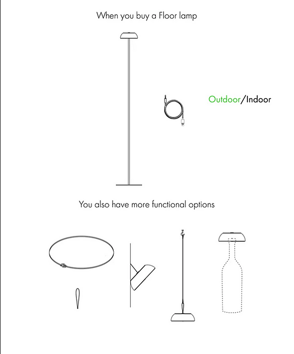 Lampe de sol portable multifonctionnelle en matériau flottant AXOLIGHT usine Axolight de l'Italie. Foto №8