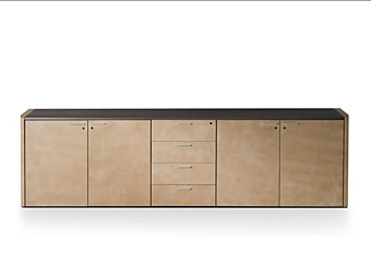Unité de rangement de bureau en bois avec rembourrage en cuir i 4 Mariani De Symetria usine i 4 Mariani de l'Italie