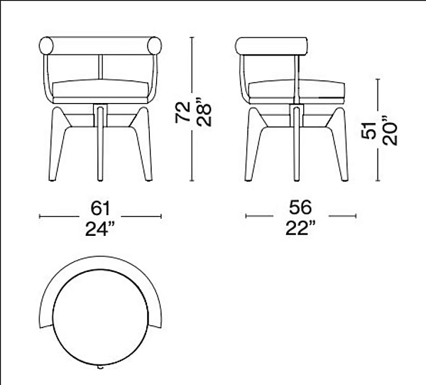 Fauteuil en cuir pivotant avec accoudoirs CASSINA INDOCHINE usine CASSINA de l'Italie. Foto №6