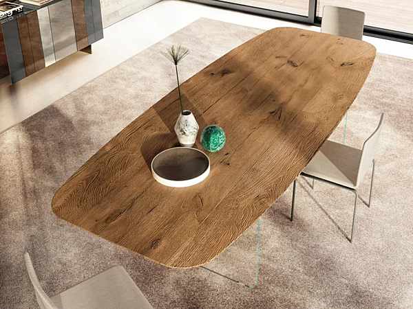 Table en bois et verre en forme de baril AIR SOFT 2210W LAGO 2210W usine LAGO de l'Italie. Foto №1